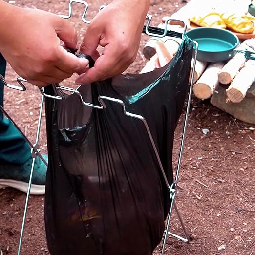 Efficient Folding Trash Bag Organizers Sturdy Folding Waste Holder for Kitchen Office and Camping Camping Trash Stand