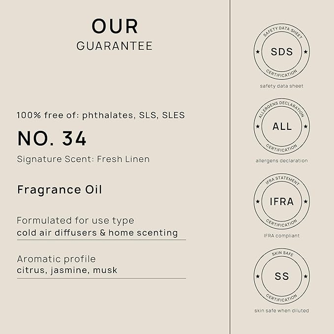 VINEVIDA Fresh Linen Fragrance Oil for Cold Air Diffusers - 16 Fl Oz - Essential Oils for Diffuser Oil Refill &amp Air Freshener Room Spray