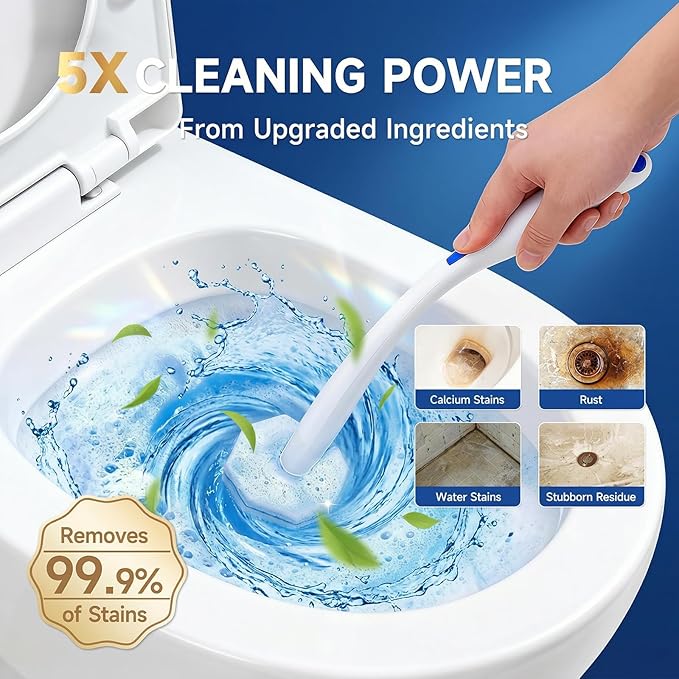 50 Count Toilet Wand Refills Compatible for Clorox 5X Cleaning Power Toilet Bowl Cleaners &amp High-Density Disposable Toilet Brush Scrubber - No Falling Apart Instant Foam Cleaning