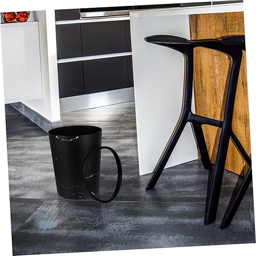 ABOOFAN Large Capacity Marble Pattern Wastebasket with Press Ring Round Plastic Garbage Bin for Bathroom Office and Bedroom Use Modern Design Trash Container