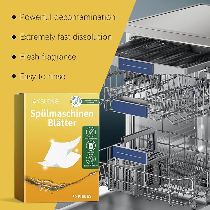 Dishwasher Detergent Pads - Effective Stain &amp Grease Removal Gentle On Dishes Residue-Free Cleaning Tablets(2PCS)