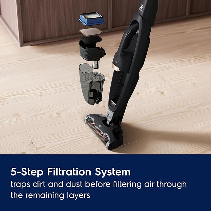 Electrolux WellQ7 Cordless 2-in-1 Vacuum with High Suction Power and 5-Step Filtration System 50-Minute Run Time 2 Power Modes Granite Gray