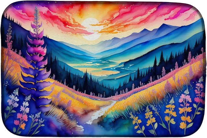 Caroline's Treasures DAC1406DDM Annual Larkspur in Color Dish Drying Mat Absorbent Dish Drying Mat Pad for Kitchen Counter Dish Drainer Mat for Countertop 14 x 21 Multicolor