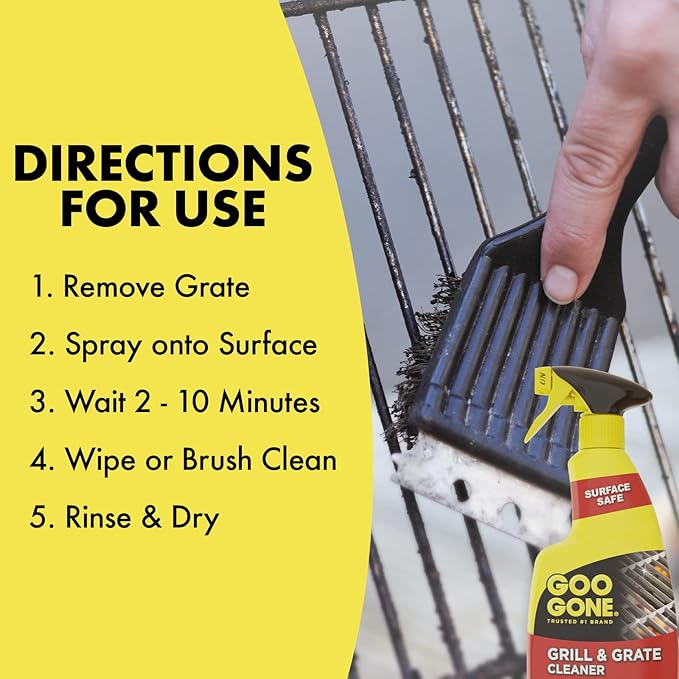 Goo Gone Grill and Grate Cleaner Spray (2 Pack) Cleans and Degreases BBQ Cooking Grates and Racks Pellet and Electric Smokers- 24 Ounce