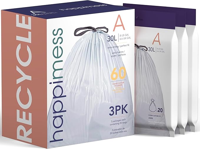 Eyely MPH3000A-CLEAR Phoenix 8-Gallon Drawstring Unscented Trash Can Liner Clear (60-Count 3-Packs of 20 Liners)