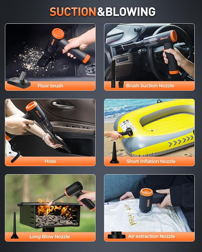 aokway Car Vacuum Portable Cordless 20000PA Powerful Suction 7800mAh Mini Vacuum Cleaner for Car Electric Air Duster &amp Blower Mini Handheld Vacuum 4-in-1 Rechargeable for Home Office Desk Clea