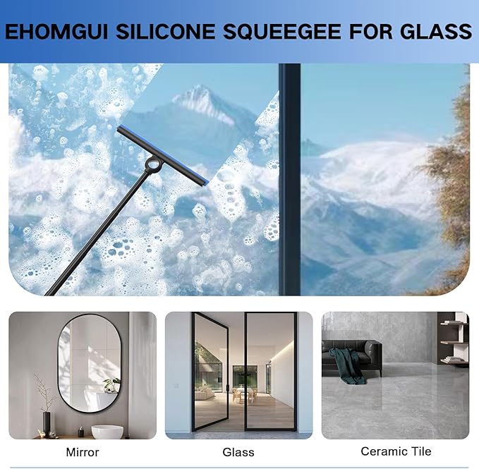 Shower Squeegee for Glass Doors Squeegee with Long Handle Telescoping Squeegee for Shower Extendable Window Cleaner Tool for Car Windows Tile Walls Sliding Door Shower Glass Door