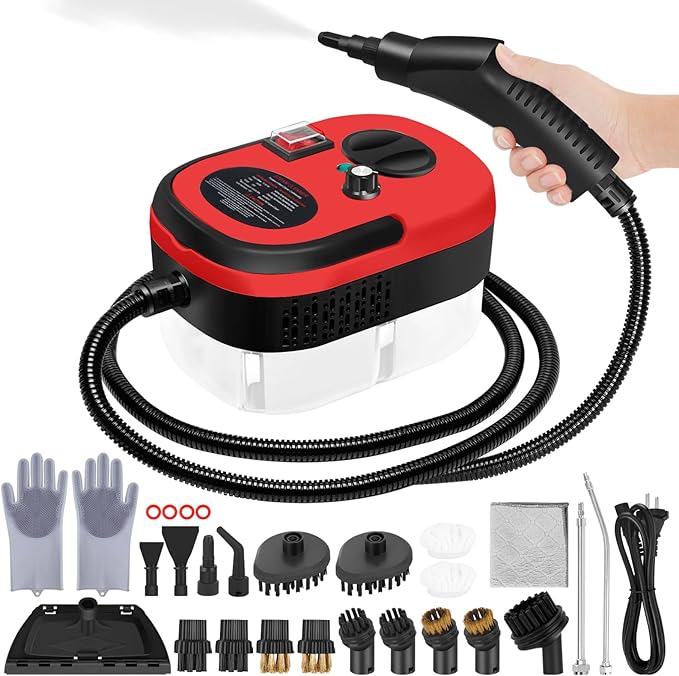 Steam Cleaner 6-gears Adjustable 15s Heat-Up 1.29 Quarts Tank Portable Steamer for Cleaning with 26 pcs Accessories Steam Cleaner for HomeDirt Grease Grout TileFloorCouch and Car