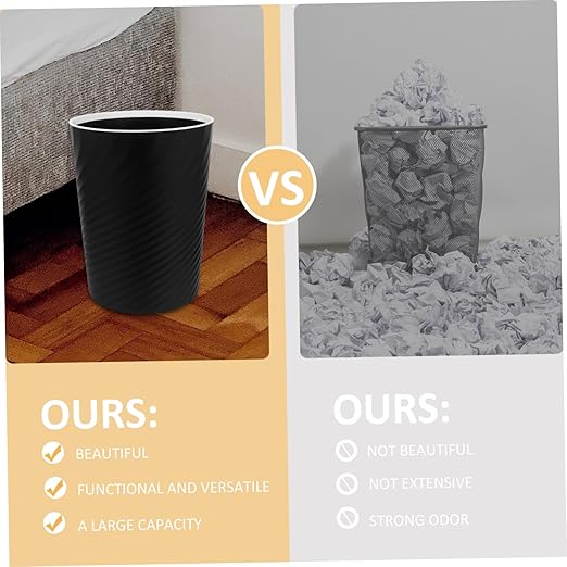 STOBOK 2pcs Small Trash Bin Ribbed Pattern Wastebasket for Bathroom Office Kitchen Compact Rubbish Basket Effortless Space-Saving Design