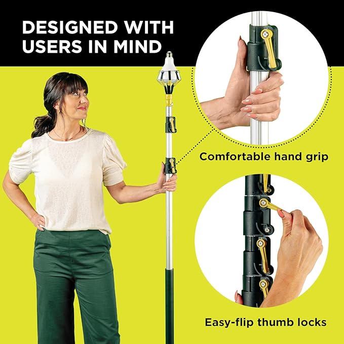 DOCAZOO DOCA Telescoping Pole 7-30 Ft - Extension Pole for Cleaning Feather Duster Window Washing Kit Paint Roller Window Squeegee - High Reach Extendable Kit for Indoor &amp Outdoor - Pole Only