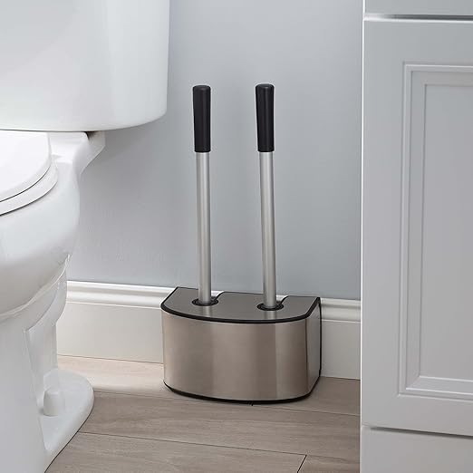 Bath Bliss 2-in-1 Toilet Brush and Plunger Set in Stainless Steel