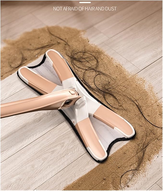 steam mop 2 in 1 Mop Free Hand Washing Flat Mop Lazy 360 Rotating Magic Mop with Squeezing Floor Cleaner Household Cleaning Tool steam Cleaner (Color : White 4pcs rag Size : Medium) (Khaki 1 Mop Pad )