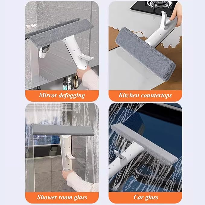 Window Glass Cleaning Brush and Pole Multi-Functional Double-Sided Window Cleaner Washing Equipment Home Car Glass Cleaner Tool with Water Spray Function