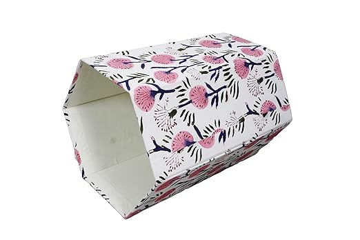 Handmade Cotton Paper Waste Basket Stylish Trash Can for Home or Office (1 Light Pink FLOWAR)