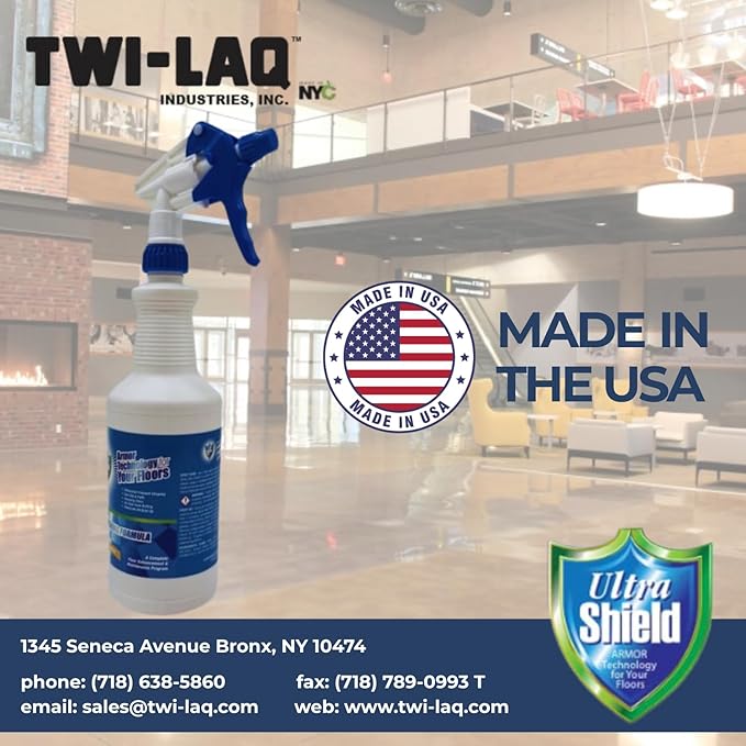 UltraShield Ready To Use (RTU) - High-Gloss Floor Finish Scratch-Resistant Slip-Reducing Dust-Free Spray Bottle - Includes 2 Heavy Duty Spray Triggers Case of (12 x 32 oz)