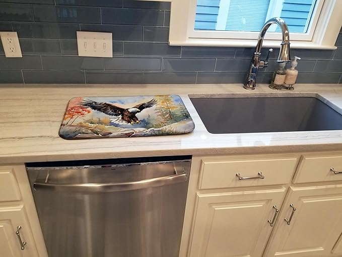 Caroline's Treasures DAC3213DDM Eagle Dish Drying Mat Absorbent Dish Drying Mat Pad for Kitchen Counter Dish Drainer Mat for Countertop 14 x 21 Multicolor
