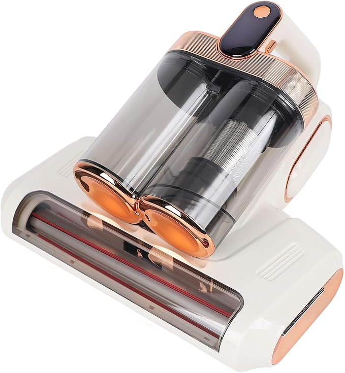 ANGGREK Bed Vacuum Cleaner 520ml Large Dustbin 13000pa Suction Vaccum for Dust Pet Hair (White Gold)