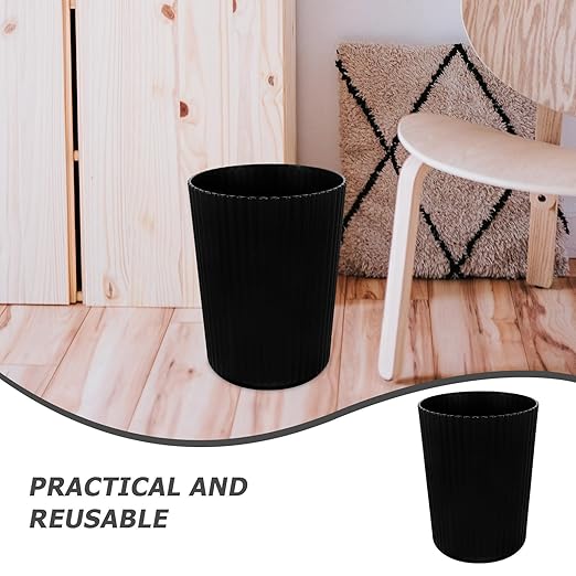 Luxshiny 5 Gallon Plastic Trash Can Small Wastebasket for Bathroom Bedroom Office Thickened Black Round Garbage Container for Home and Dormitory Use