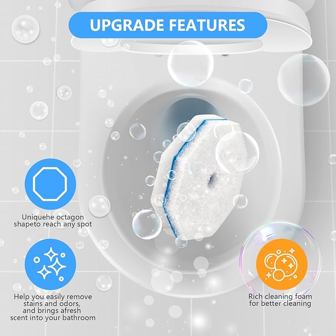 Disposable Toilet Bowl Wand Refills for Clorox 50 Pcs - Compatible with Clorox Toilet Wand Refills Hygienic Scrubber Heads for Bathroom Cleaning