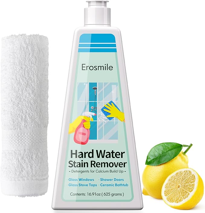 Hard Water Stain Remover Shower Glass &amp Shower Door Cleaner Removes Calcium Build Up for Toilet Bowl &amp All Household Cleaner -16.91oz