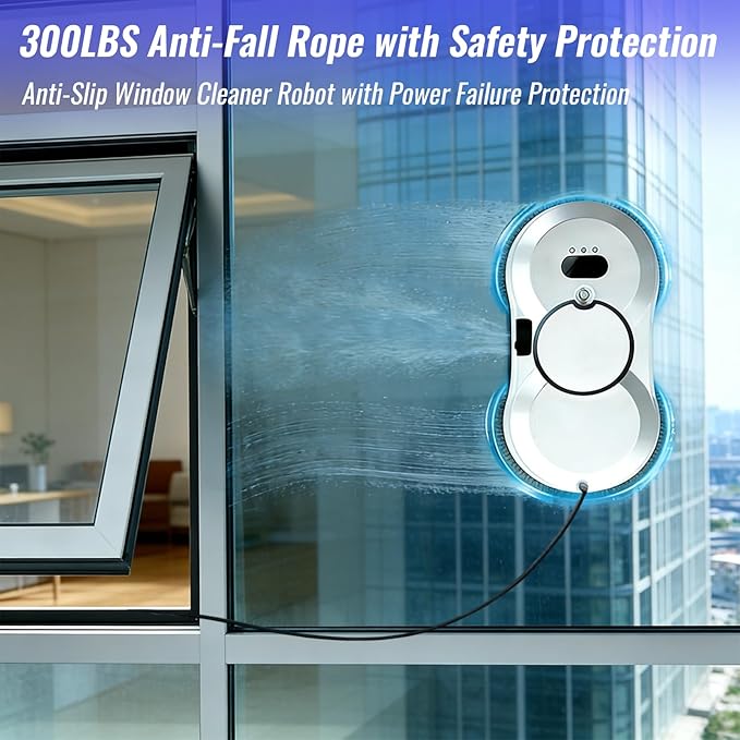 Window Cleaning Robot Automatic Window Cleaner with Water Spray for Windows/Tiles/Class Door 5600Pa Suction Power AI Path Planning Remote Control