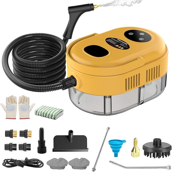 Steam Cleaner with 3-Level Adjustable Handle 10s Fast Heat-Up 2500W Pressurized Steamer for Home Cleaning Handheld Steam Cleaner for Grout Tile Couch Car Grease 41oz Tank
