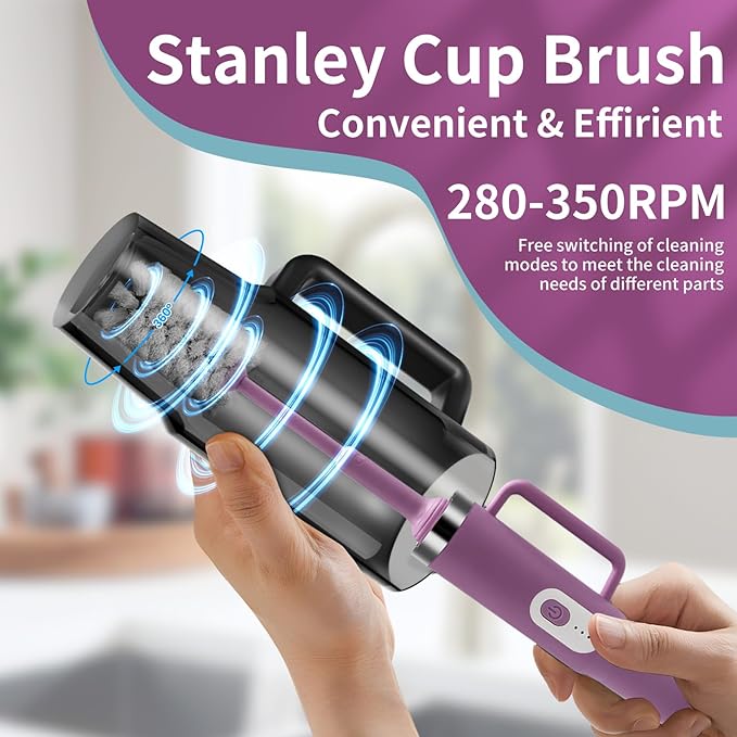 5-in-1 Long Handle Electric Bottle Brush Cleaner and Straw Cleaning Brush with Removable Brush Head Multi-Function Rechargeablefor Stanley Cups Baby Bottles Pacifiers Coffee Cups Sports Bottles