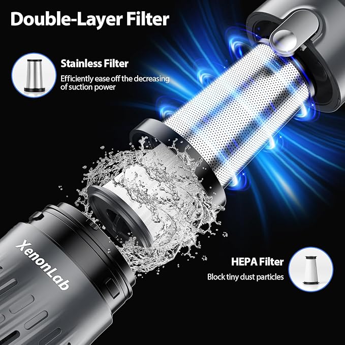 Handheld Vacuum Cordless 25000Pa Car Vacuum 3-in-1 Handheld Vacuum Includes Smart Display and Charging Base Hand Vac Cordless Rechargeable One-Touch Empty for Home/Pet/Car (Silver)