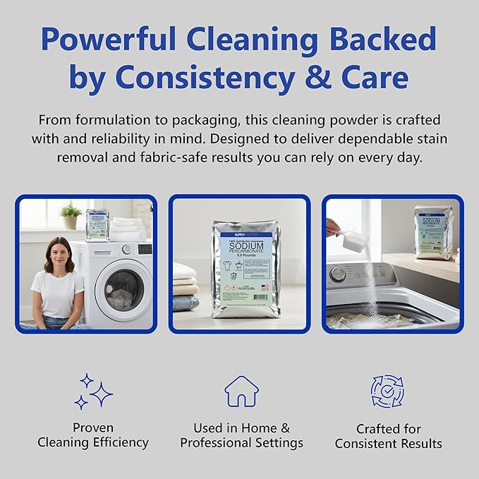 Sodium Percarbonate Powder 5 lbs – Non-Chlorine Oxygen Bleach Alternative &amp Stain Remover – Multi-Purpose Cleaner for Laundry Carpets Tile Decks Kitchens &amp Outdoor Surfaces