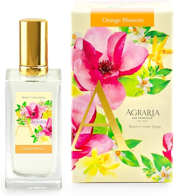 Agraria Orange Blossom Room and Linen Spray 3.4 Oz Fresh Citrus Room Spray Fabric Deodorizer for Bathroom Bed Sheets Car Interiors Closet