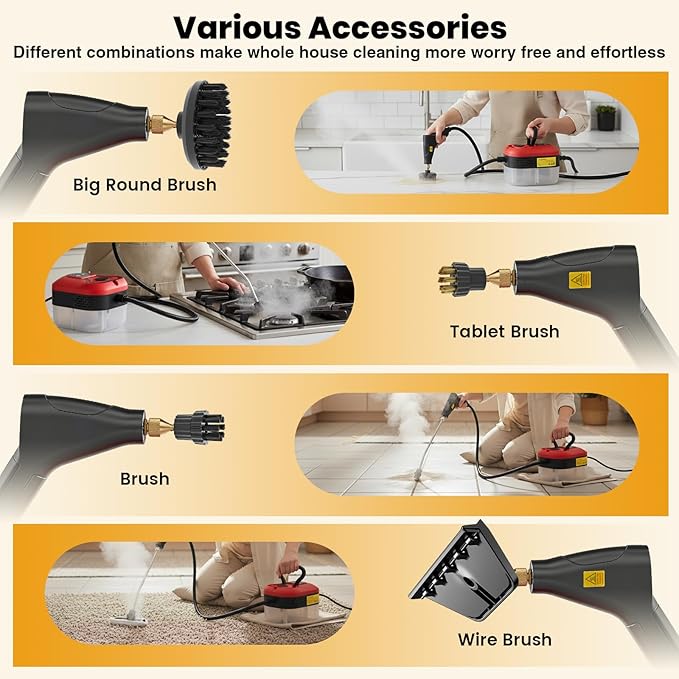Saker Steam Cleaner for Home6-Level Adjustable Steamer for CleaningPortable Handheld Steam CleanerPortable Steamer for Living RoomKitchenBathroom Cleaning