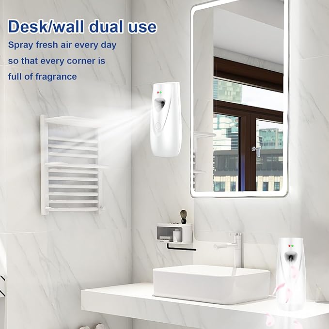 Automatic Air Freshener Spray Dispenser Free Standing or Wall Mounted Automatic Aerosol Spray Dispenser for Home Indoor Bathrooms Offices Hotels and Commercial Places (W-03)