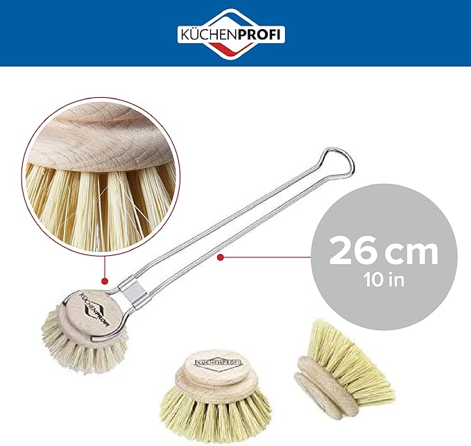Kuchenprofi Classic Dishwashing Brush and 2-Pack Replacement Refill