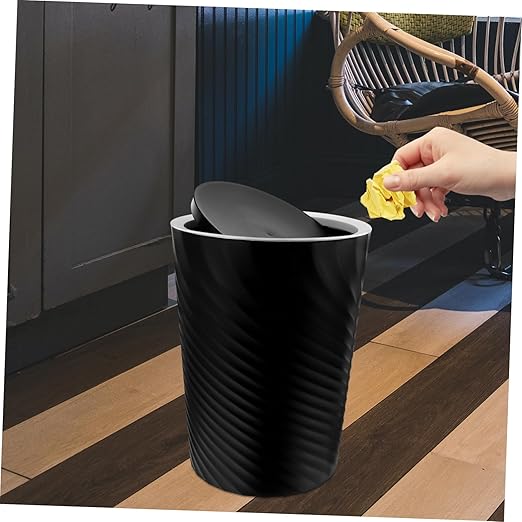 Creative Covered Trash Can Bathroom Litter Bin with Lid for Office Bedroom Living Room Sturdy Plastic Wastebasket for Home Use