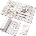 Large Stone Dish Drying Mat for Kitchen CounterQuick Dry Stone Dishes MatsMarbled Water Absorbing Diatomaceous Earth Drying Pad for Countertop Bottles Utensils Cups(Yellow White 24x16&amp8x4)