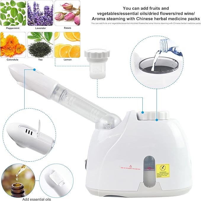 Facial Mist SteamerYOKYAK Facial Steamers with 360° Rotatable Sprayer Face Steamer for Facial Deep Cleaning Hot Mist Humidifier Steam for Face Spa Sinuses Moisturizing Homeuse or Salon