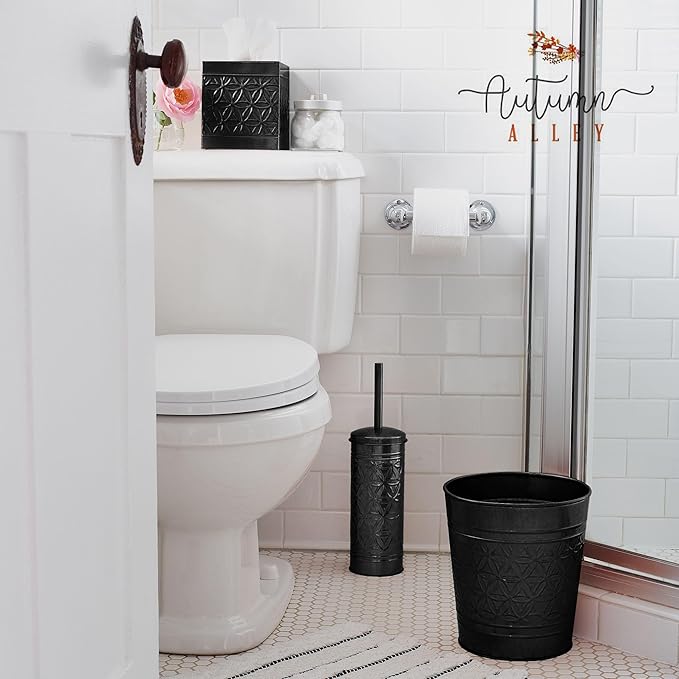 Autumn Alley Black Toilet Bowl Brush and Holder Matte Black Bathroom Toilet Brush for Modern Farmhouse Bathroom Accessories Decor Standing Bowl Scrubber Brush with Holder