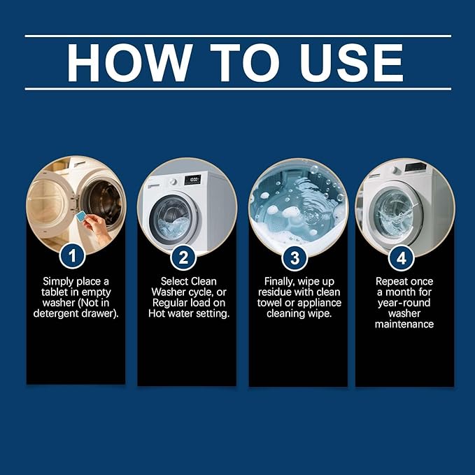 Washing Machine Cleaner Tablets Pet Hair &amp Odor Deep Cleaning Tablets Deep Cleaning Mold &amp Residue Remover for HE Top Front Load Washer Eco-Friendly Deodorizer for Pet Owners (1pcs)