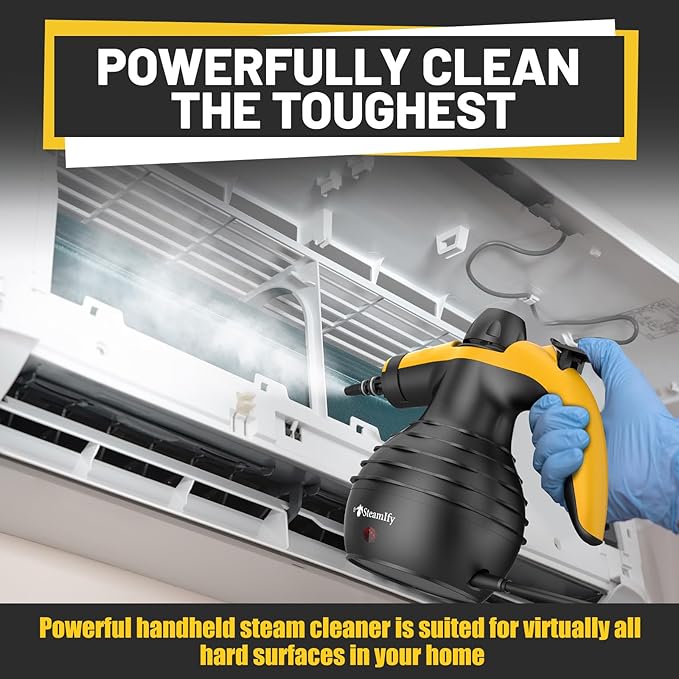 Pressurized Handheld Steam Cleaner with 10pcs Accessories &amp Safety Lock Multi-Purpose &amp Powerful Home Use Steamer for Cleaning Car Bathroom Shower Upholstery Grout Window