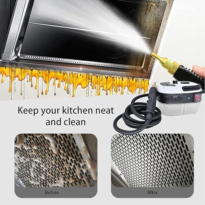 2500W Portable High Temperature and Pressure Steam Cleaners 900 ml capacity 3 Bar with Brush Heads For Air Conditioning Kitchen Hood Steam Cleaning Machine for Cars Floor Cleaning (red)