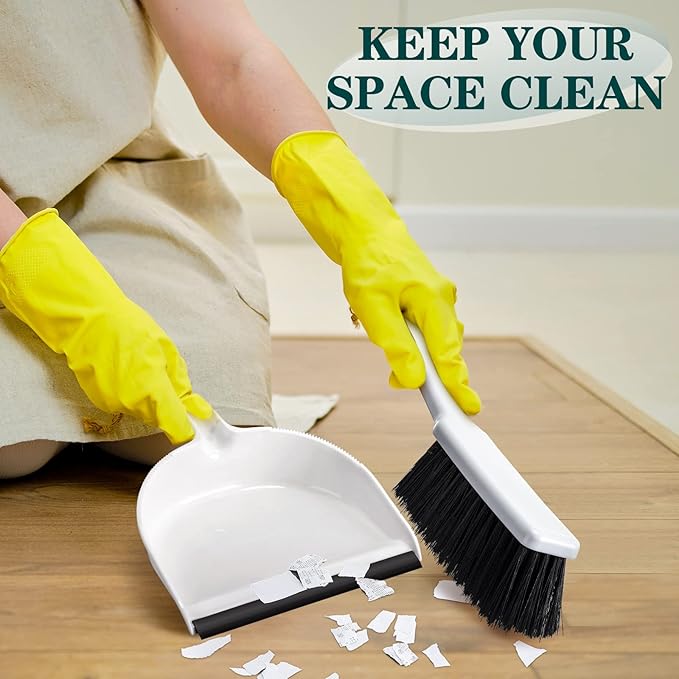 Zubebe 12 Pcs Mini Dustpan and Brush Set Small Broom and Dustpan Set Small Cleaning Brush Portable Hand Broom Set for Home Office Kitchen Table Desktop Floor Cleaning Supplies