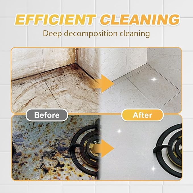 Heavy-Duty Kitchen Degreaser Foam Cleaner Powerful Kitchen Degreaser Spray &amp Dual Side Scrub Sponge Set Grease Remover for Stove Range Hood (3 Standard)