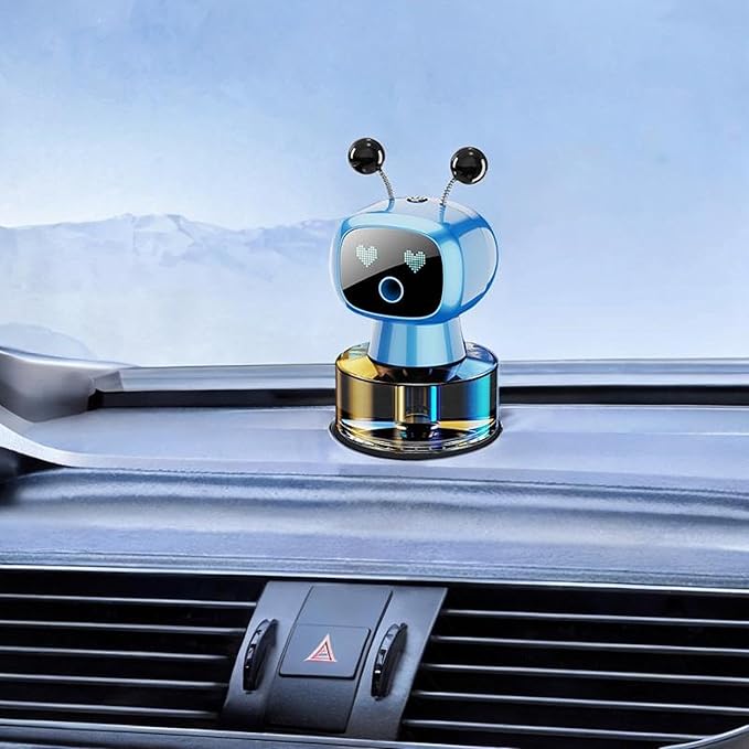 Generic Cute Robot Car Diffuser Aroma Essential Oil Diffuser Compact Smart Car Air Freshener for Living Room Home Bedroom Office Blue