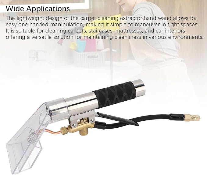 YWBL-WH Extractor Hand Tool Stainless Steel Upholstery Cleaner Lightweight Portable Carpet and Auto Detailing Wand with Clear Head for Efficient Cleaning
