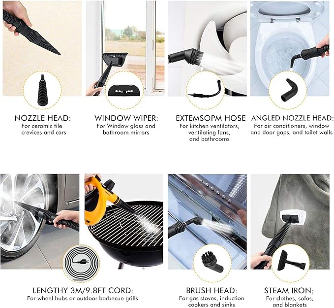 Handheld Steam Cleaner Pressurized Multi-Surface Steam Cleaner with 11pcs Accessories Chemical Free Multi-Purpose Steam Cleaners for Home Use Steamer for Cleaning Floor Tile Windows Couch Grout