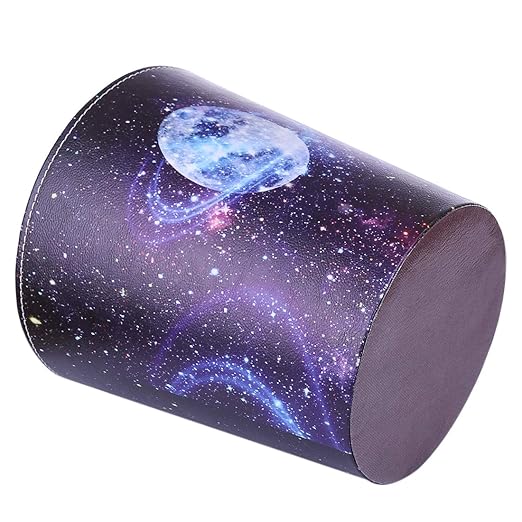 10L/2.64 Gallon PU Leather Trash Can Waterproof Decorative Paper Basket for Bedroom Living Room - Starry Sky