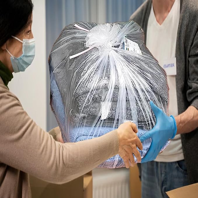 33 Gallon Trash Bags 250 Count Bulk Heavy Duty Clear Plastic Recycling Garbage Bags Multi-purpose Can Liners for Business Home Commercial Industrial Contractors Storage &amp Outdoor