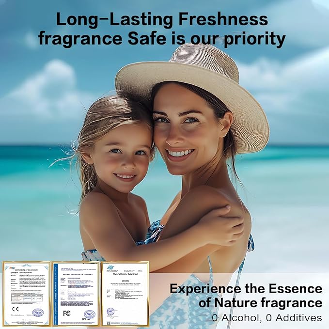 Car Air Freshener Refill for Men &amp Women 6.09 FL OZ /180ML-9 Month Ocean Scent Essential Oil Perfume Essential Oil Made of Natural Plant Extracts Compatible with Car Diffusers for Home/Office