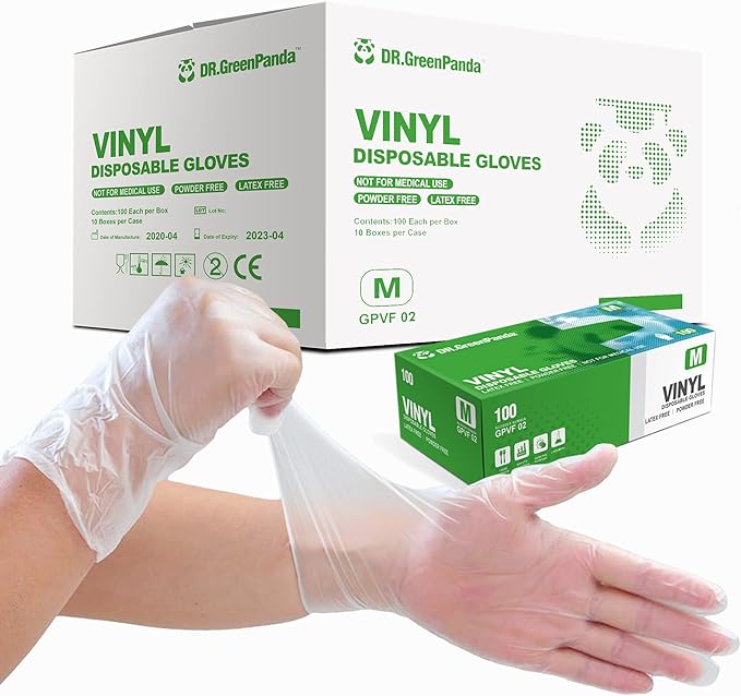 Clear Vinyl Disposable Gloves Food Safe Latex Free Powder Free for Cooking Cleaning Food Service GPVF or MPVF