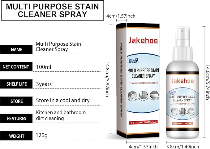 Household Stain Remover Spray Multi-Purpose Cleaner For Kitchen &amp Bathroom Removes Grease Rust &amp Grime Easily(2PCS)